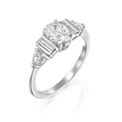 2 CT Round Three Stones Lab Grown Diamond Engagement Ring