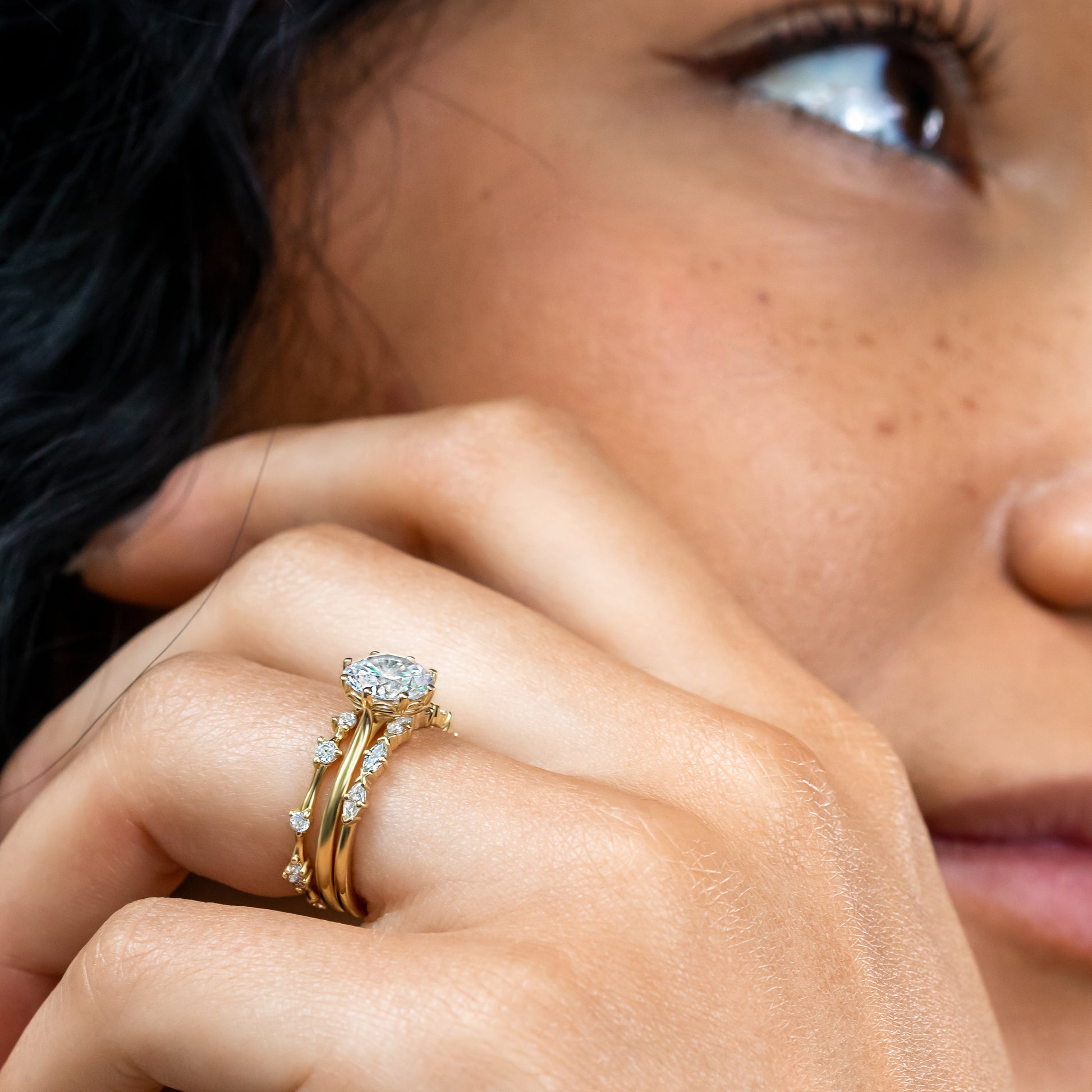 2 CT Round Three Stones Lab Grown Diamond Engagement Ring