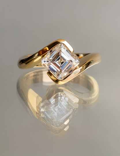 For Kristin-1.5 CT Asscher Lab Grown Curved Shank Engagement Ring