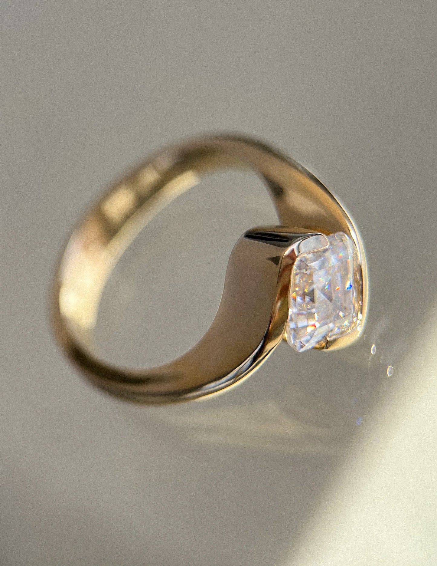 For Kristin-1.5 CT Asscher Lab Grown Curved Shank Engagement Ring