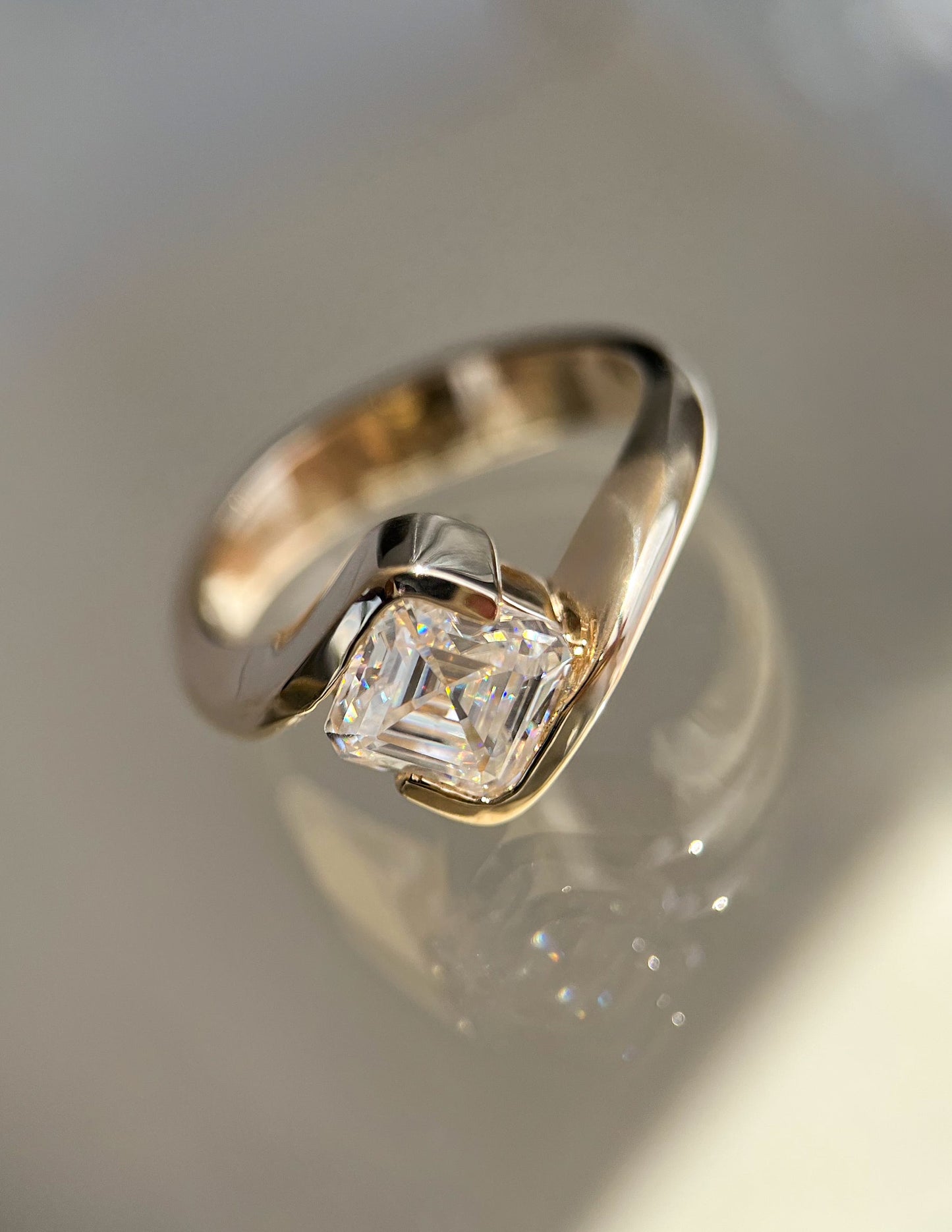 For Kristin-1.5 CT Asscher Lab Grown Curved Shank Engagement Ring