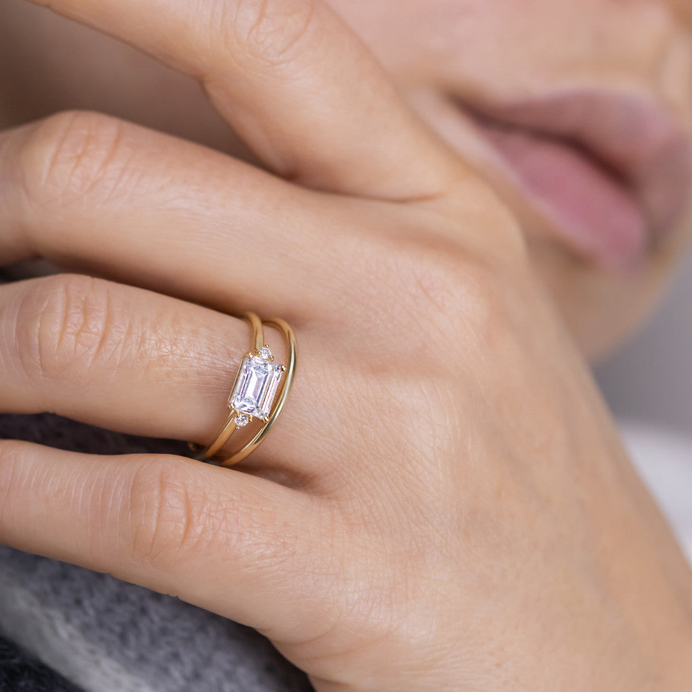 2 CT Round Three Stones Lab Grown Diamond Engagement Ring