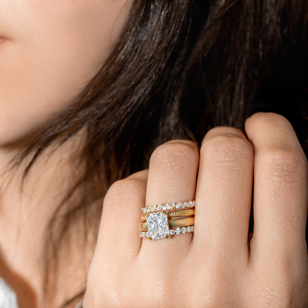 2 CT Round Three Stones Lab Grown Diamond Engagement Ring