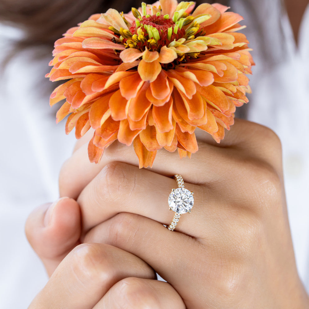 2 CT Round Three Stones Lab Grown Diamond Engagement Ring
