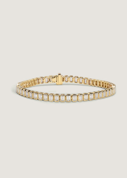6 TCW Emerald Stones Lab Grown Diamond Tennis Bracelet