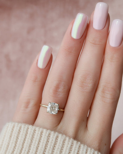 4.0 CT Cushion Cut Lab Grown Diamond Hidden Halo Engagement Ring (US Size 5 Ready To Ship)