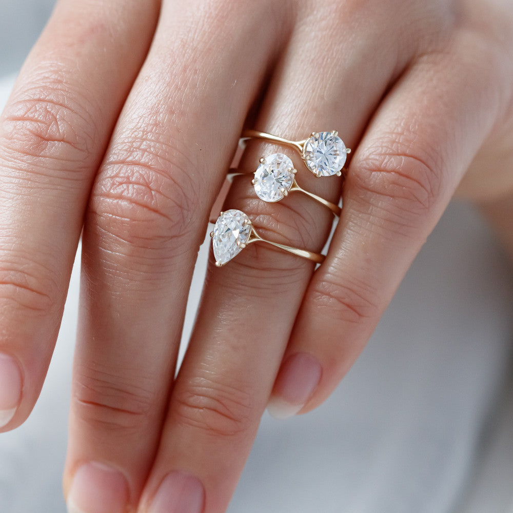 2 CT Round Three Stones Lab Grown Diamond Engagement Ring