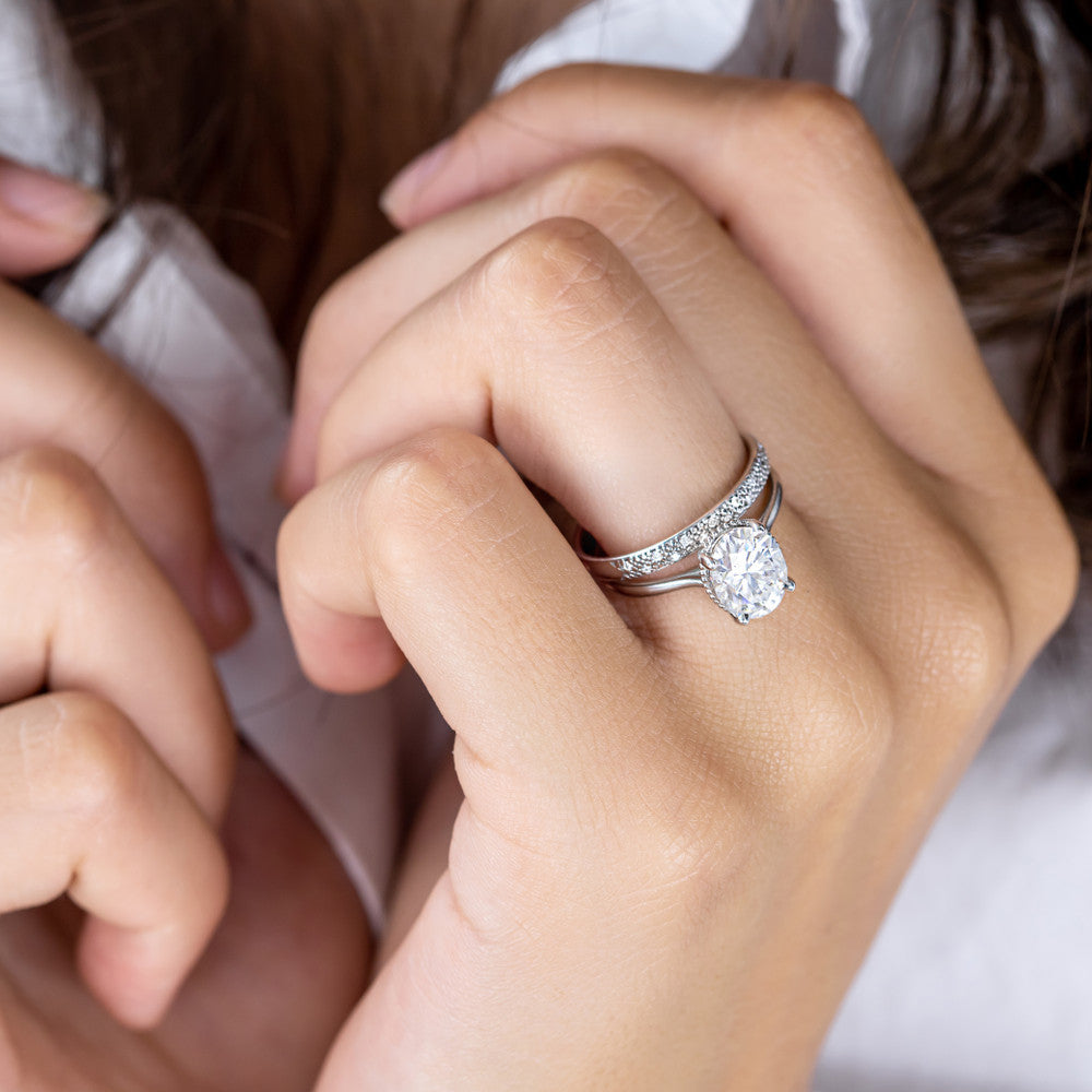 2 CT Round Three Stones Lab Grown Diamond Engagement Ring