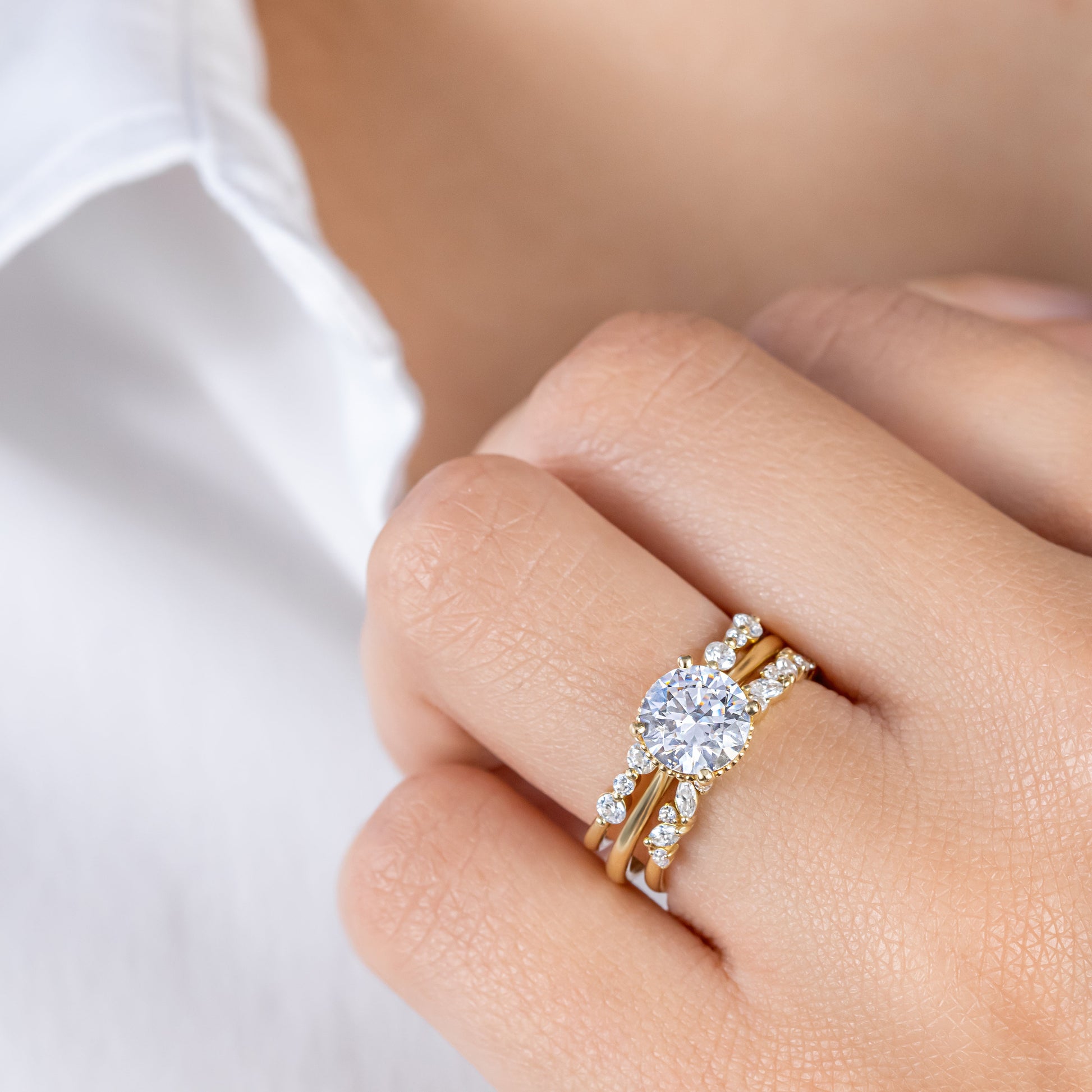 2 CT Round Three Stones Lab Grown Diamond Engagement Ring