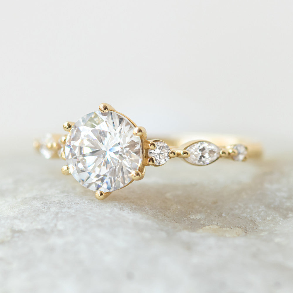 2 CT Round Three Stones Lab Grown Diamond Engagement Ring