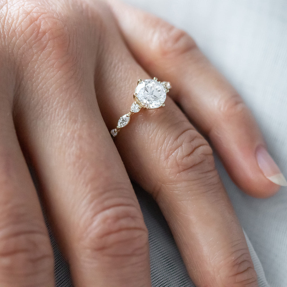 2 CT Round Three Stones Lab Grown Diamond Engagement Ring