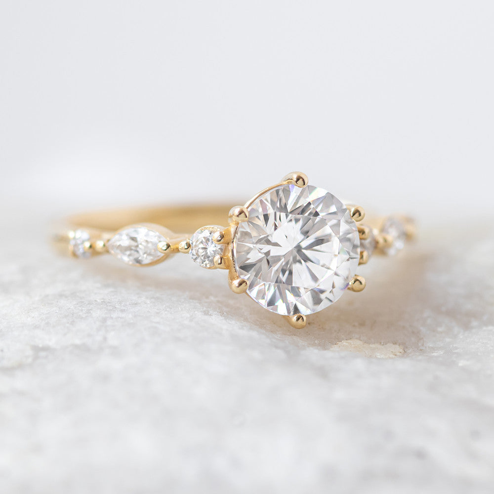 2 CT Round Three Stones Lab Grown Diamond Engagement Ring