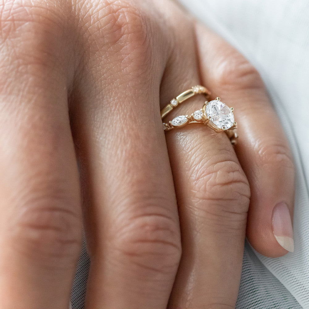 2 CT Round Three Stones Lab Grown Diamond Engagement Ring