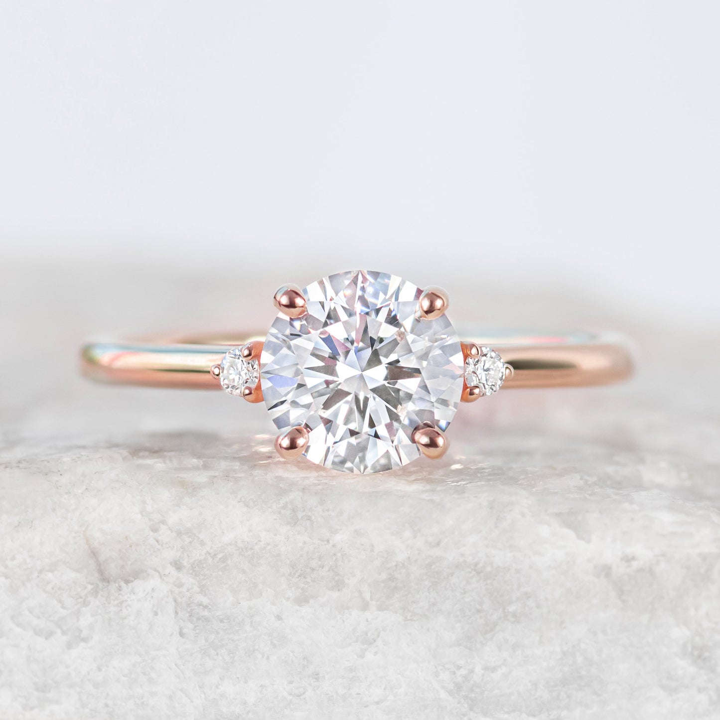 2 CT Round Three Stones Lab Grown Diamond Engagement Ring