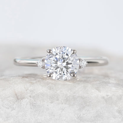 2 CT Round Three Stones Lab Grown Diamond Engagement Ring