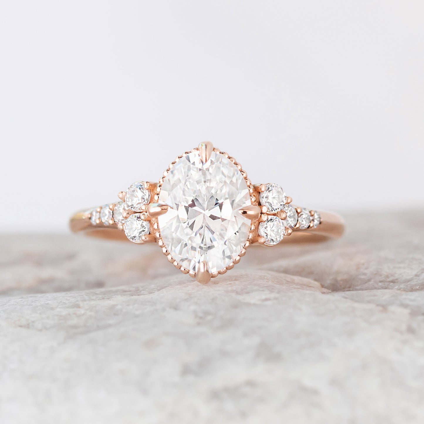 2 CT Round Three Stones Lab Grown Diamond Engagement Ring