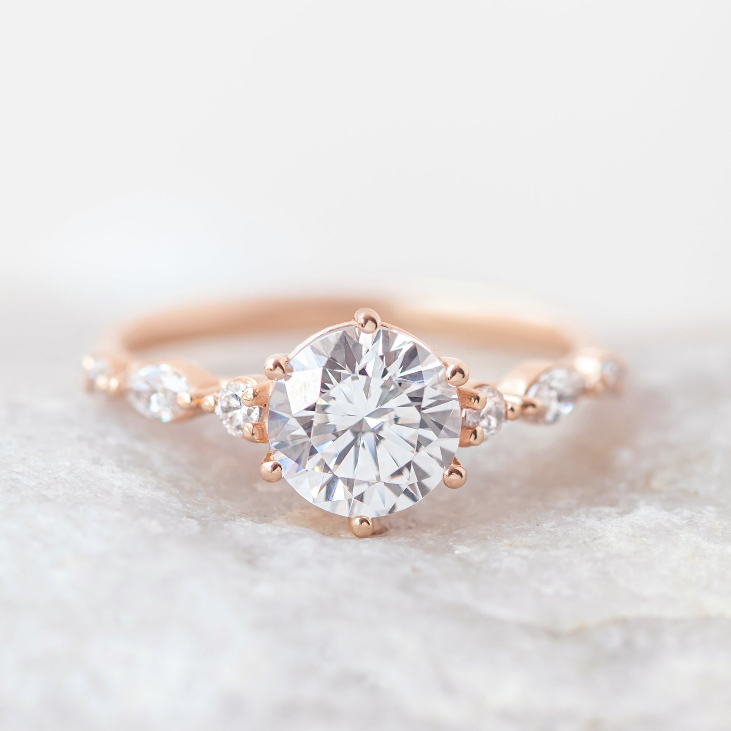 2 CT Round Three Stones Lab Grown Diamond Engagement Ring