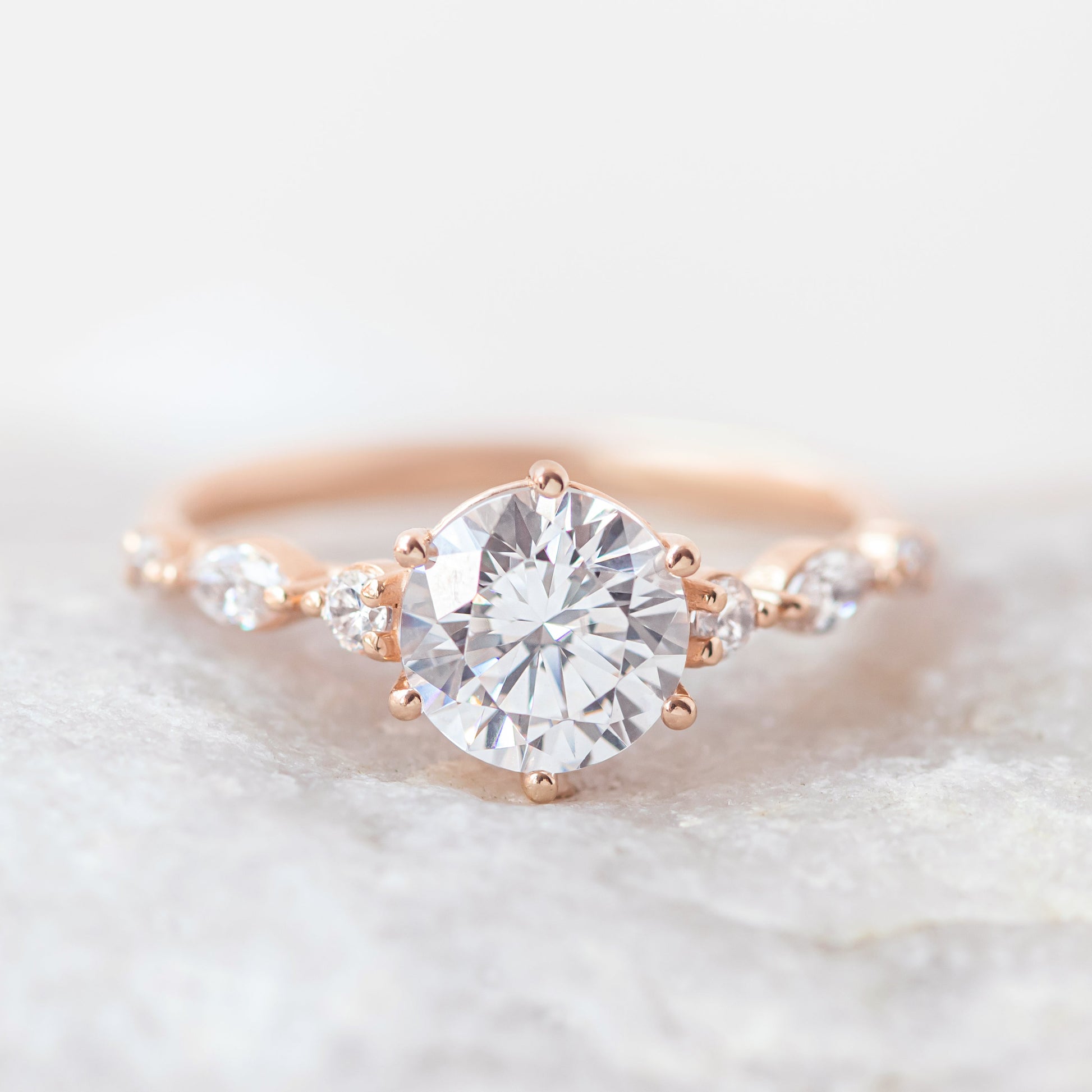 2 CT Round Three Stones Lab Grown Diamond Engagement Ring
