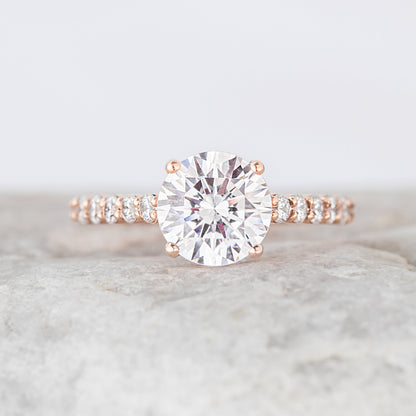 2 CT Round Three Stones Lab Grown Diamond Engagement Ring