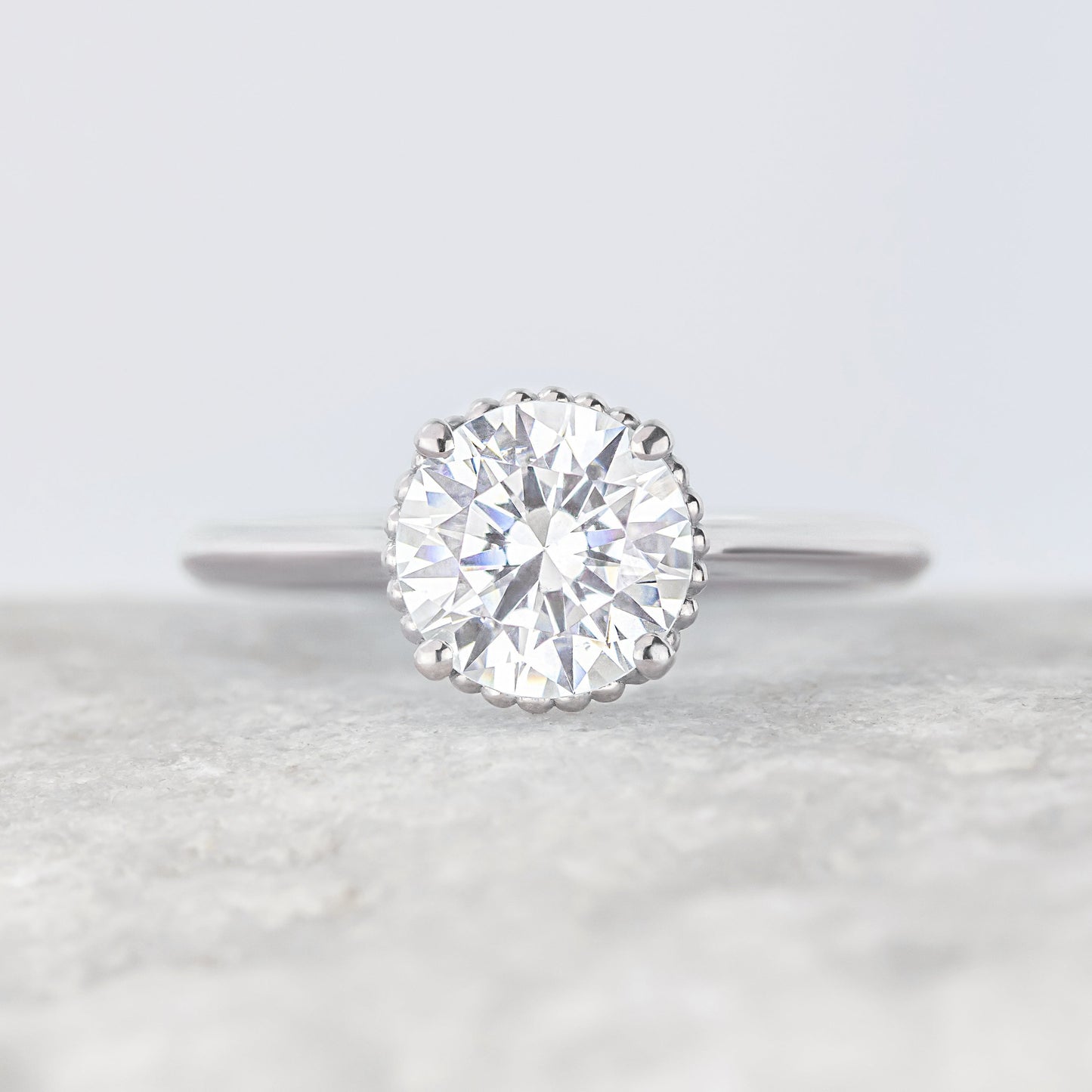 2 CT Round Three Stones Lab Grown Diamond Engagement Ring