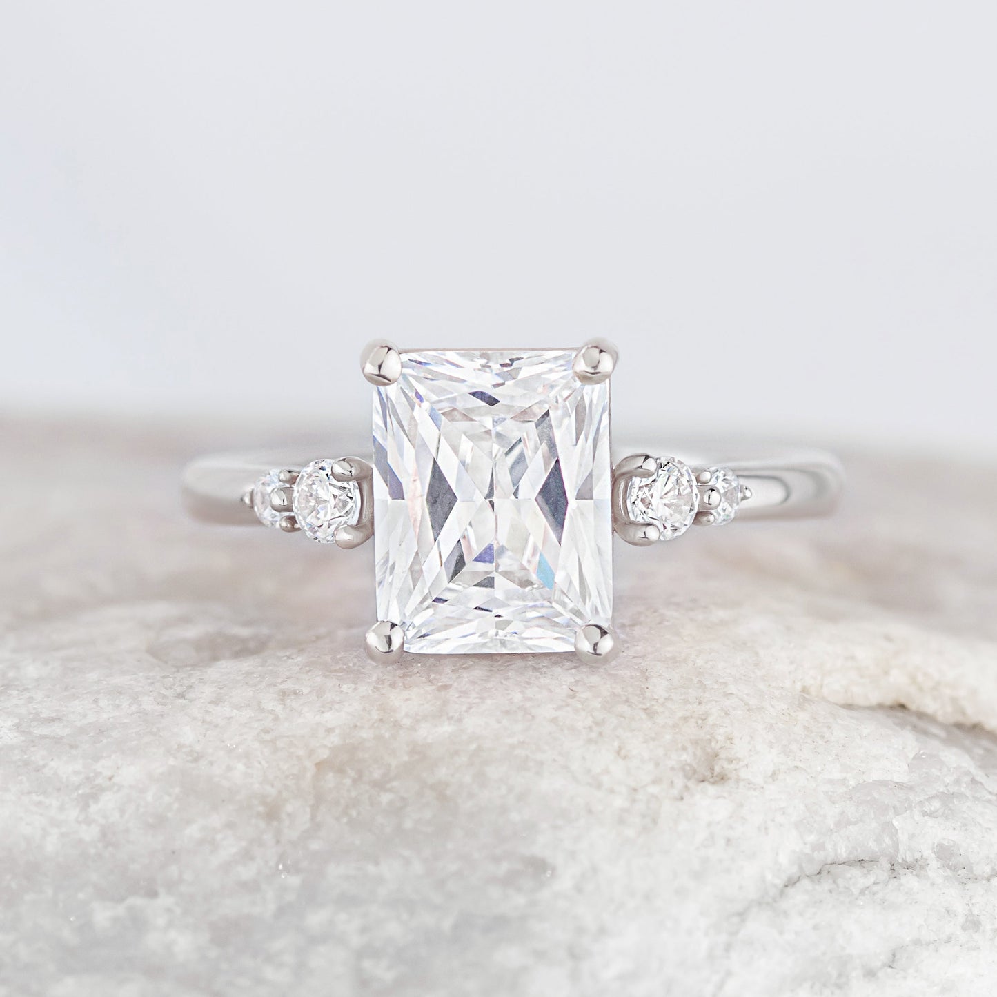 2 CT Round Three Stones Lab Grown Diamond Engagement Ring