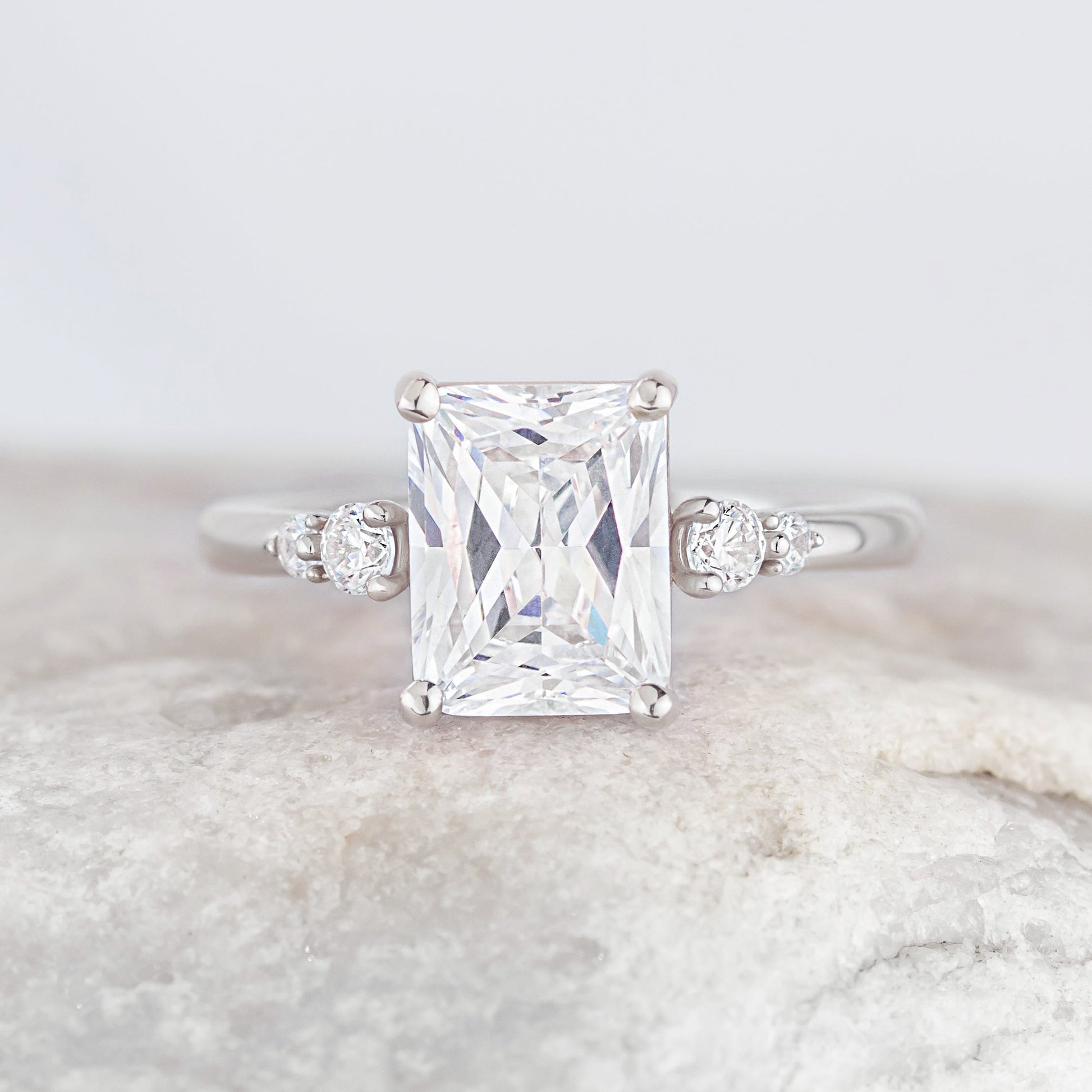 2 CT Round Three Stones Lab Grown Diamond Engagement Ring
