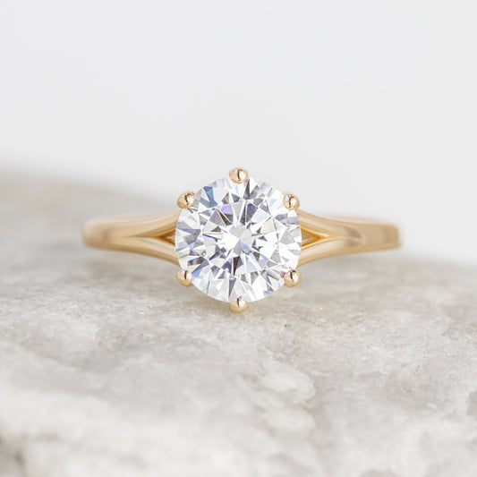 2 CT Round Three Stones Lab Grown Diamond Engagement Ring