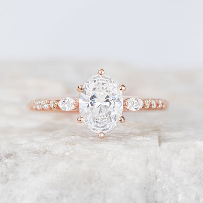2 CT Round Three Stones Lab Grown Diamond Engagement Ring