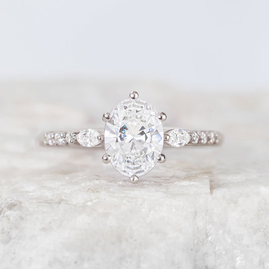 2 CT Round Three Stones Lab Grown Diamond Engagement Ring