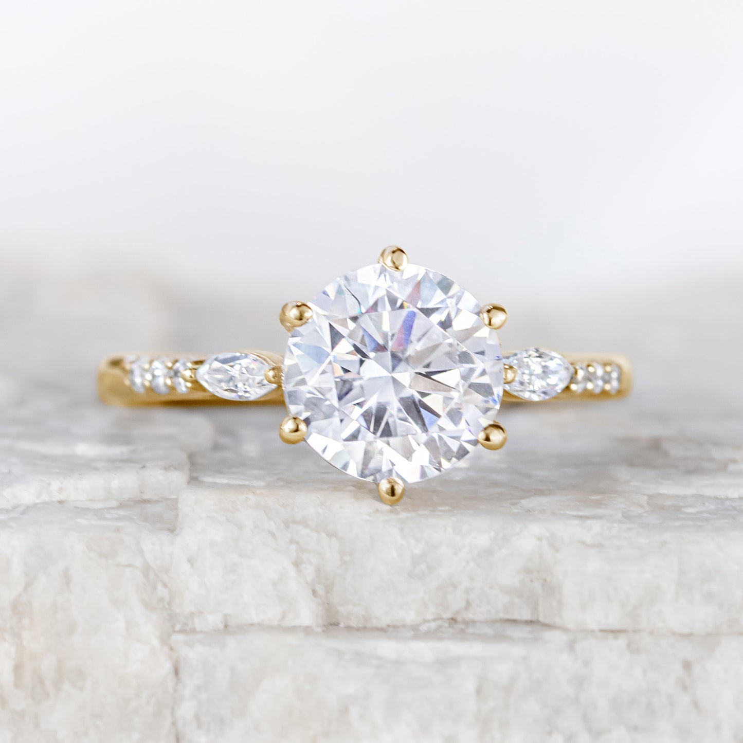 2 CT Round Three Stones Lab Grown Diamond Engagement Ring