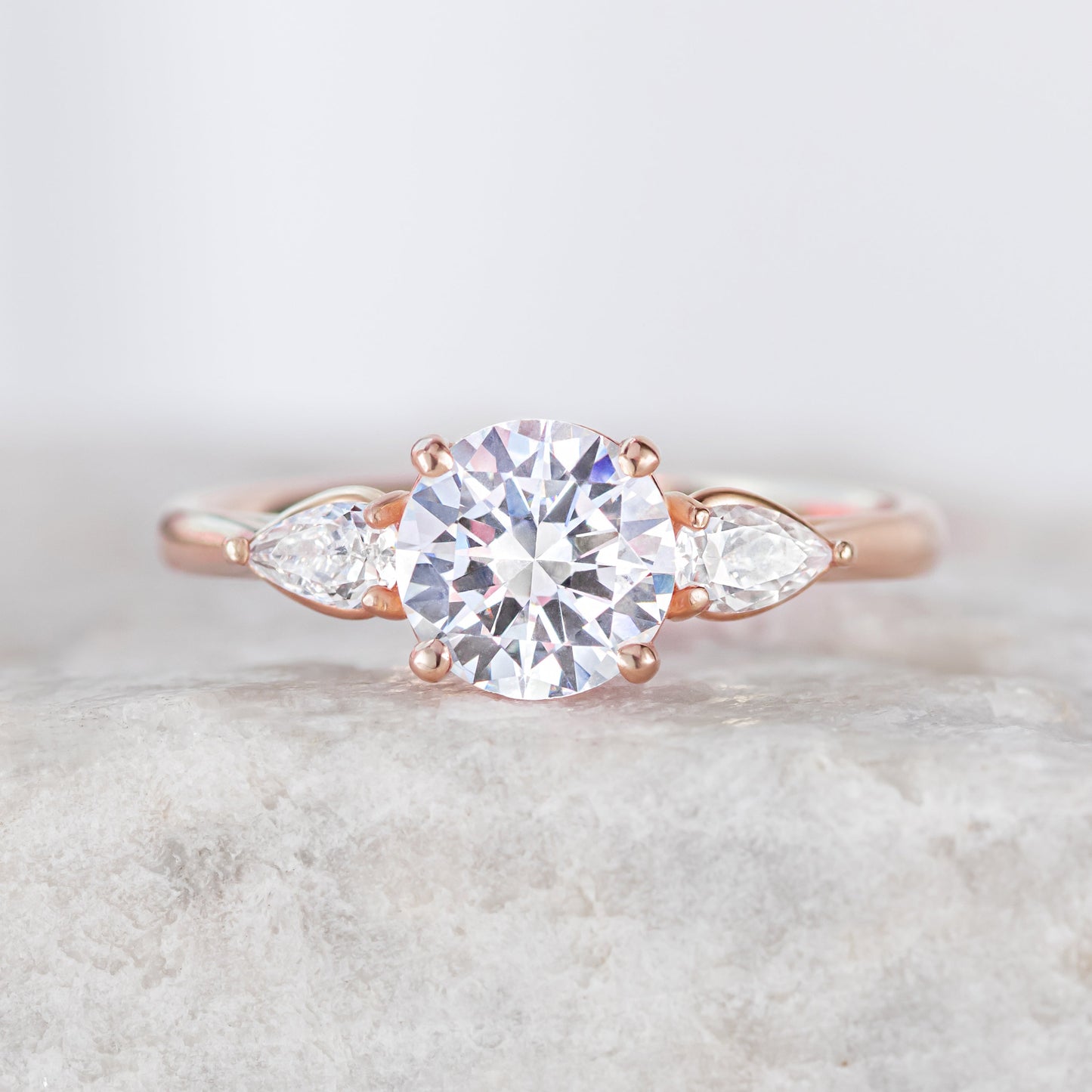 2 CT Round Three Stones Lab Grown Diamond Engagement Ring