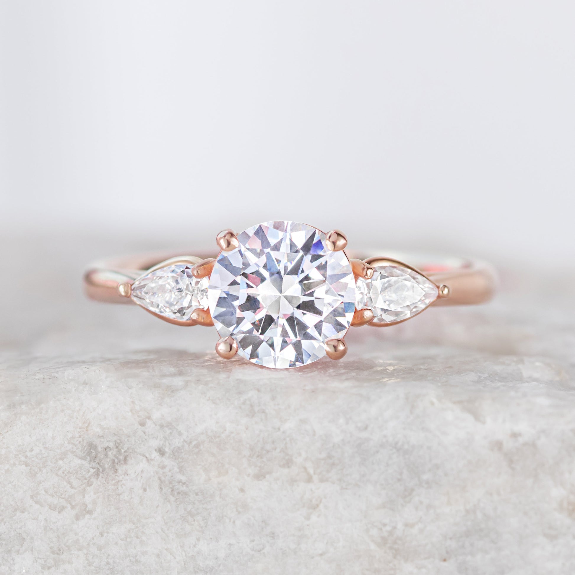 2 CT Round Three Stones Lab Grown Diamond Engagement Ring
