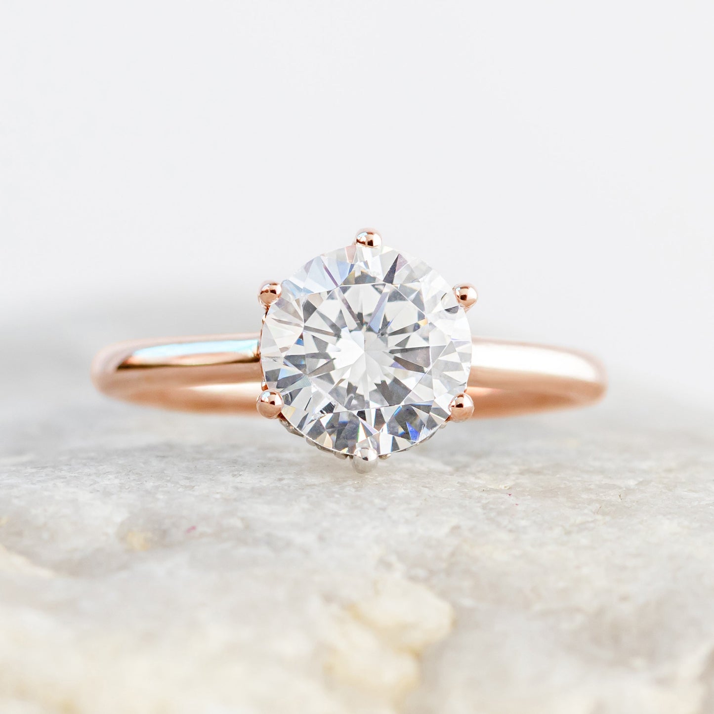 2 CT Round Three Stones Lab Grown Diamond Engagement Ring