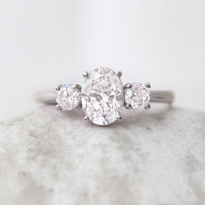 2 CT Round Three Stones Lab Grown Diamond Engagement Ring