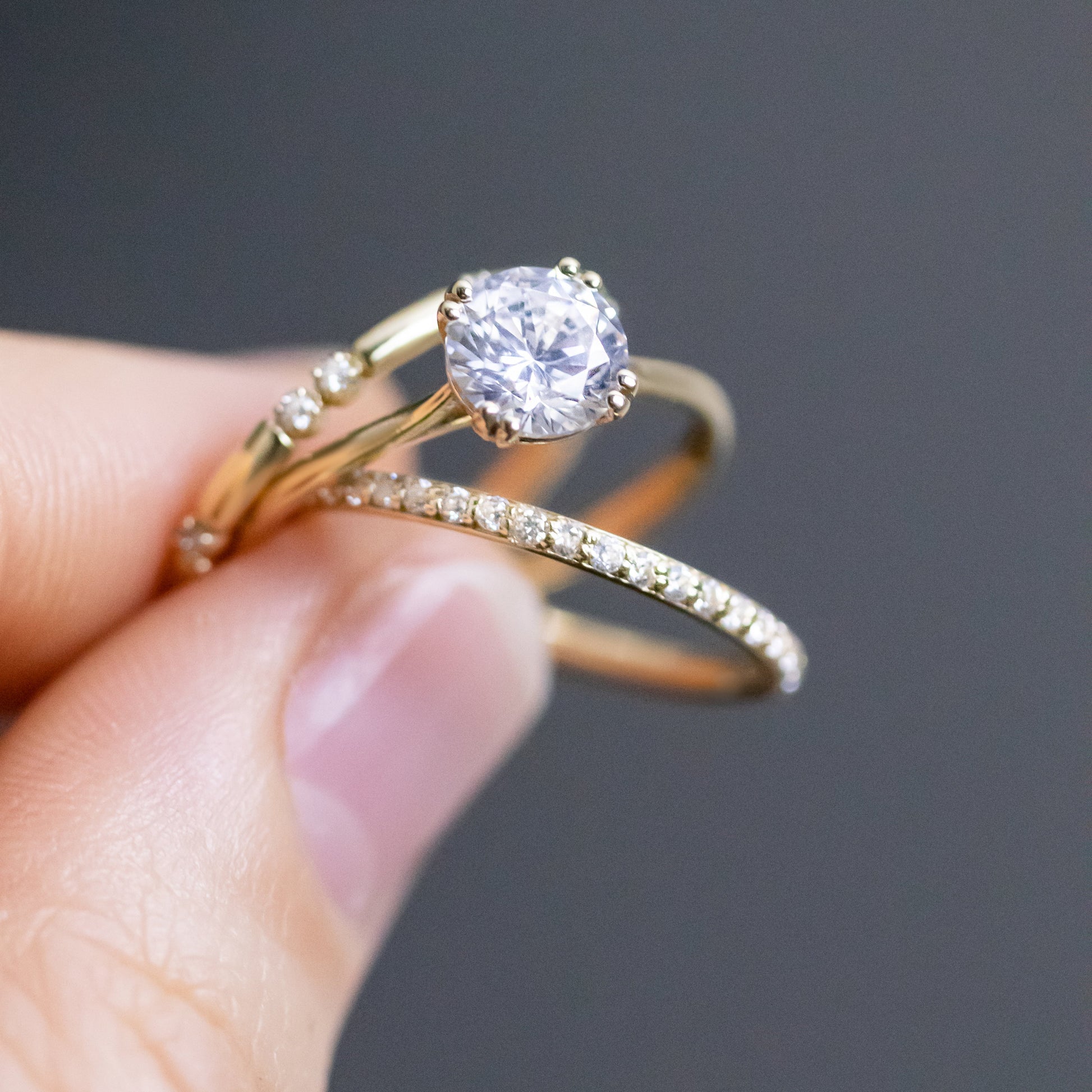 2 CT Round Three Stones Lab Grown Diamond Engagement Ring