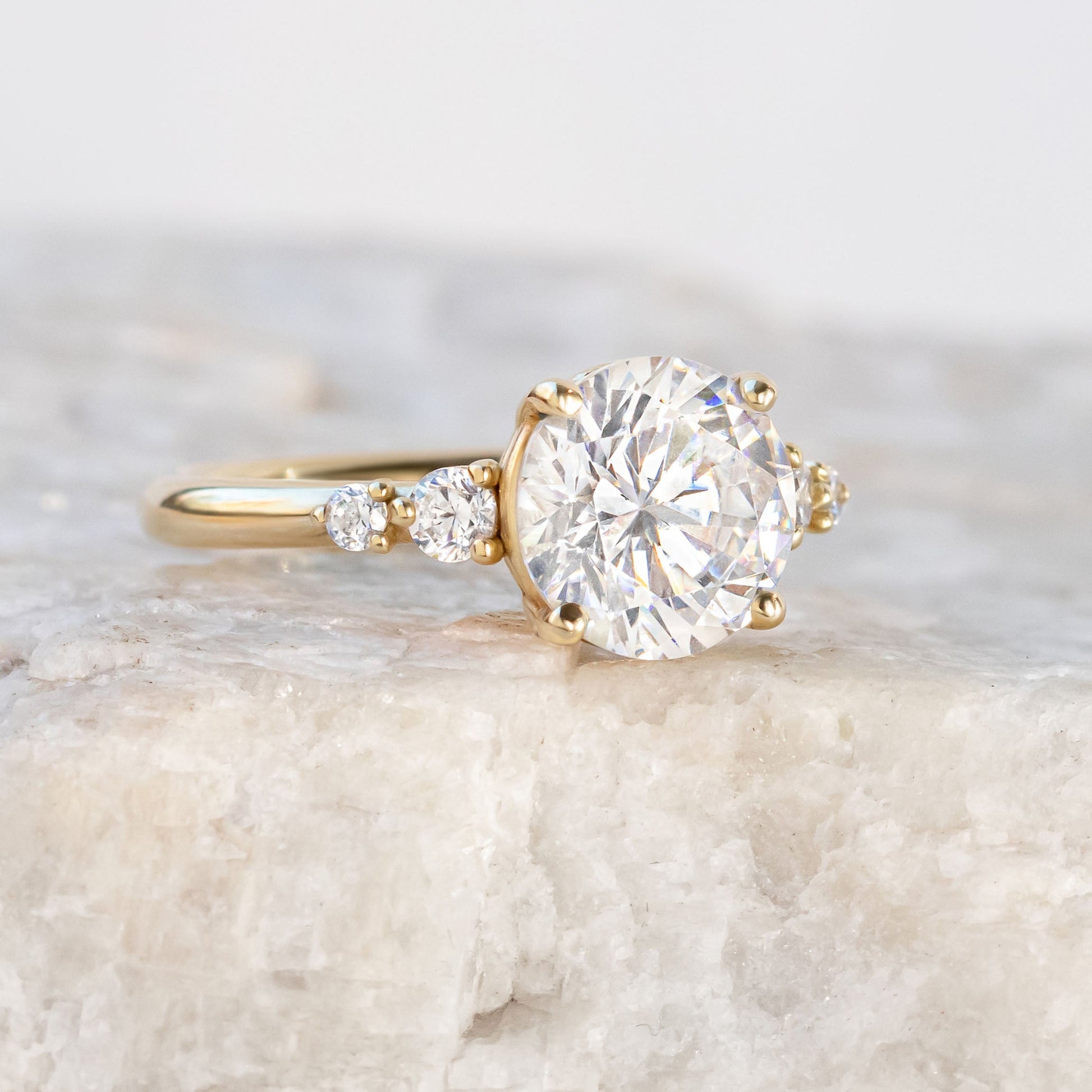 2 CT Round Three Stones Lab Grown Diamond Engagement Ring