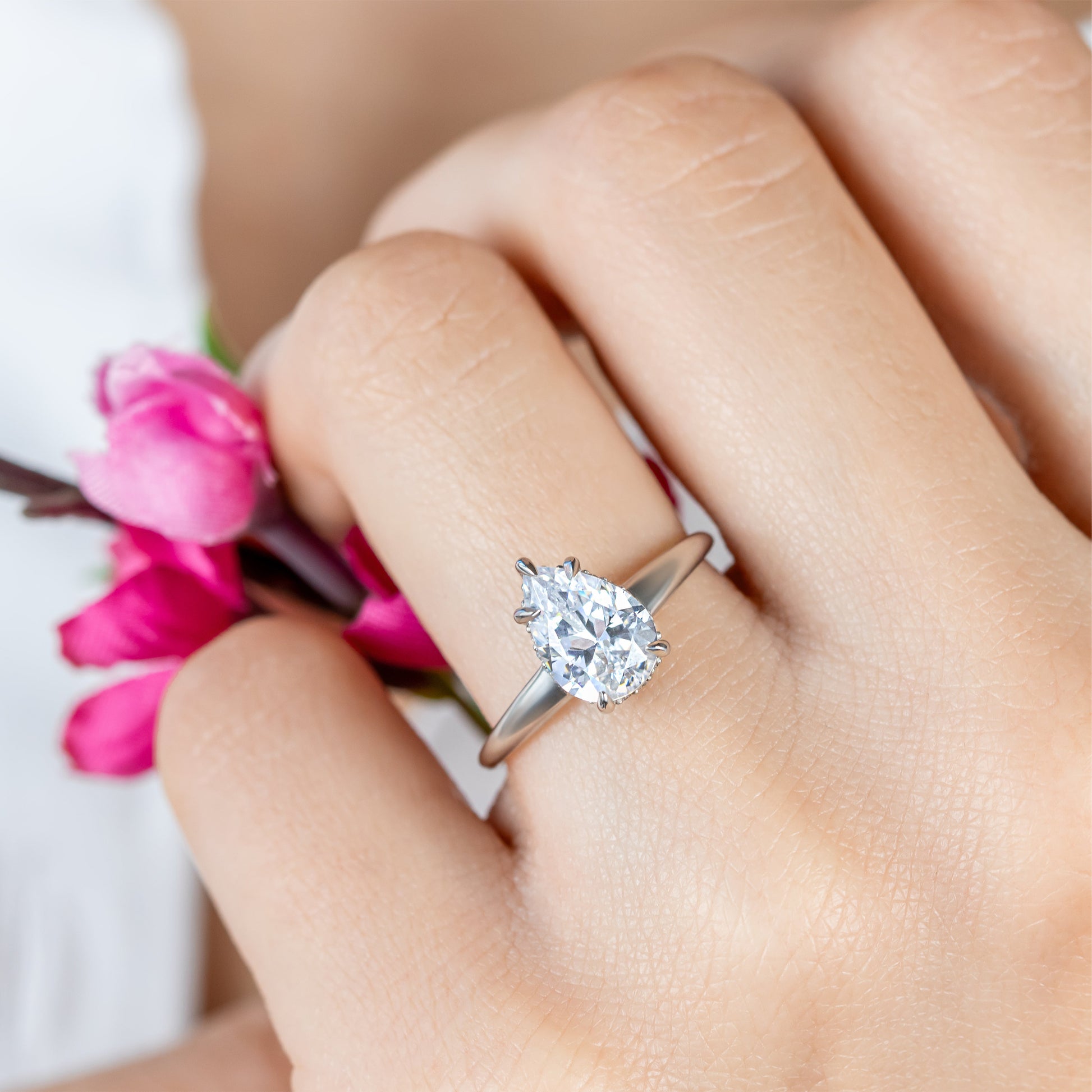 2 CT Round Three Stones Lab Grown Diamond Engagement Ring
