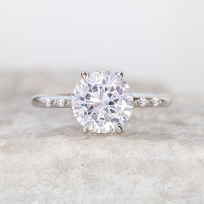 2 CT Round Three Stones Lab Grown Diamond Engagement Ring