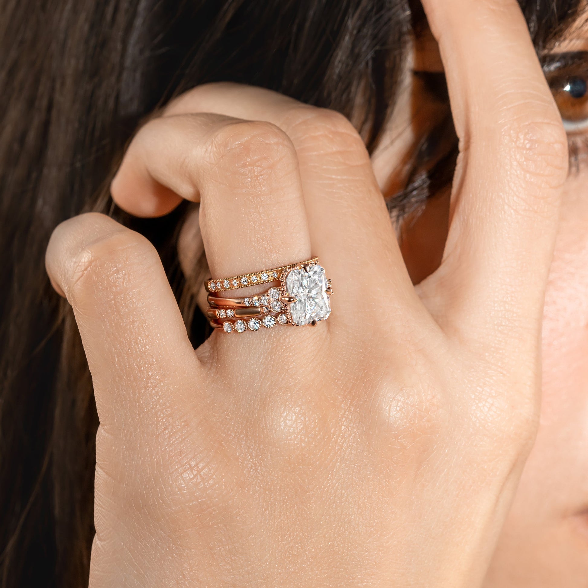2 CT Round Three Stones Lab Grown Diamond Engagement Ring