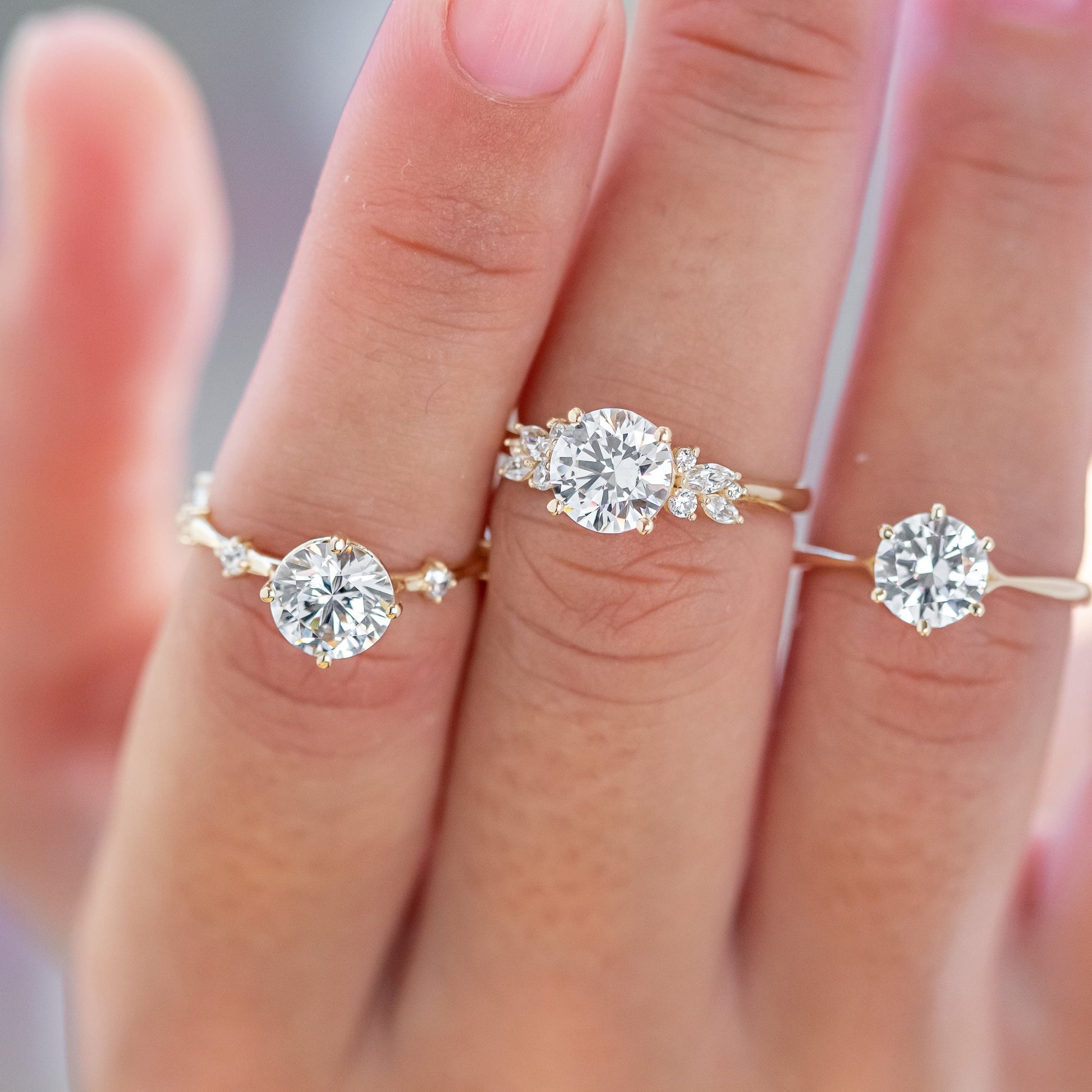 2 CT Round Three Stones Lab Grown Diamond Engagement Ring