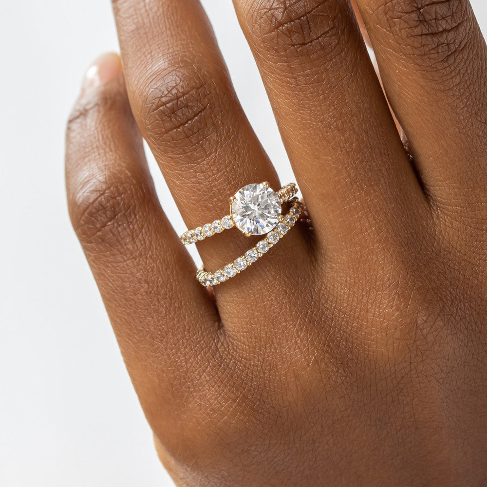 2 CT Round Three Stones Lab Grown Diamond Engagement Ring