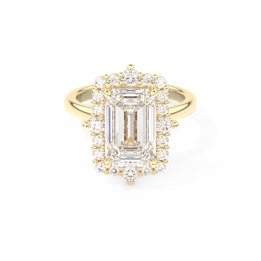 3.35 CT Emerald Moissanite Halo Engagement Ring (US Size 4.75 Ready To Ship)