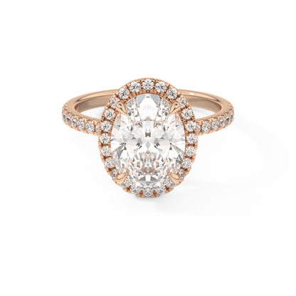 3.80 CT Oval Moissanite Halo & Pave Engagement Ring (US Size 8.5 Ready To Ship)