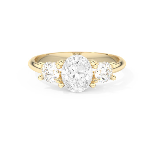 1.91 CT Oval Cut Moissanite Three Stone Engagement Ring (US Size 11 Ready To Ship)