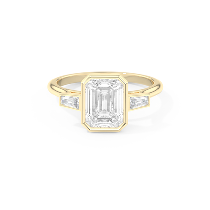 2 CT Emerald Moissanite 3 Stones Engagement Ring (US Size 7.25 Ready To Ship)
