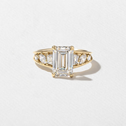 Emerald Pave Engagement Ring – 1 CT Lab Grown Diamond