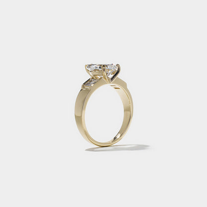Emerald Pave Engagement Ring – 1 CT Lab Grown Diamond