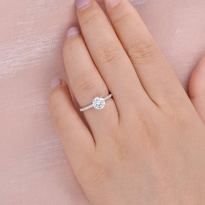 1.0 CT Round Cut Solitaire Pave Moissanite Engagement Ring 2