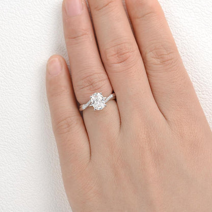 1.91 CT Oval Cut Solitaire Pave Moissanite Engagement Ring 2