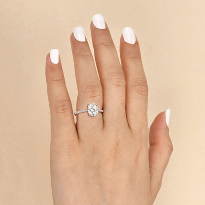 1.91 CT Oval Double Prong Pave Moissanite Engagement Ring 5